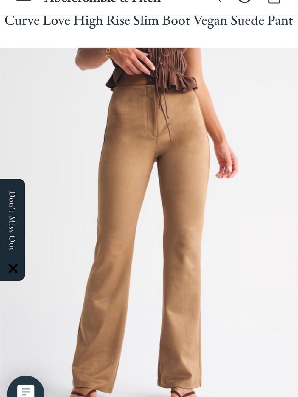 Abercrombie & Fitch Vegan Suede High-Rise Bootcut Pants in Tan